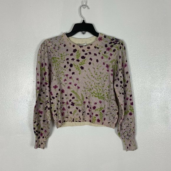 Joie Verna Floral Crew Neck Sweater Lilac Pink NWT - Picture 5 of 10